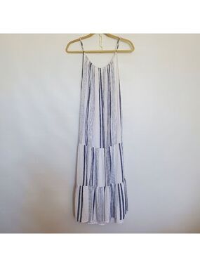 RAILS REVOLVE ADORA DRESS MIDI LINEN SPRING SUMMER WHITE BLUE STRIPED WOMEN MED